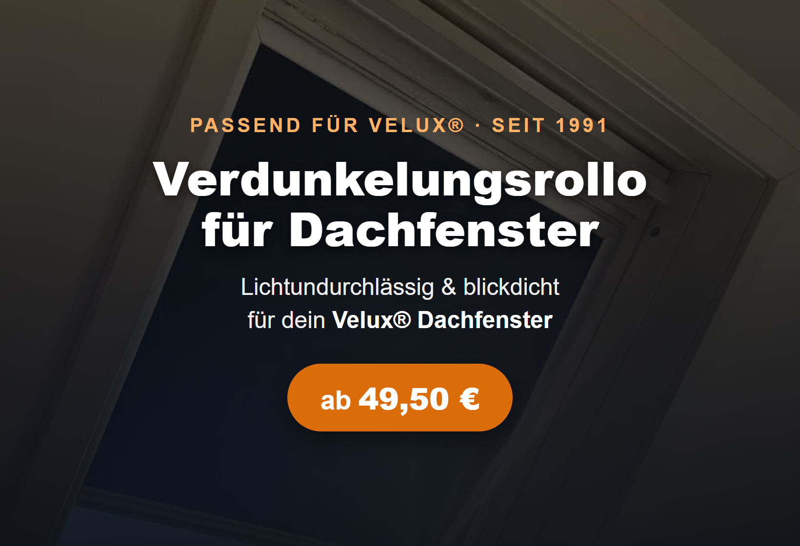 Verdunkelungsrollo für Dachfenster nach Maß