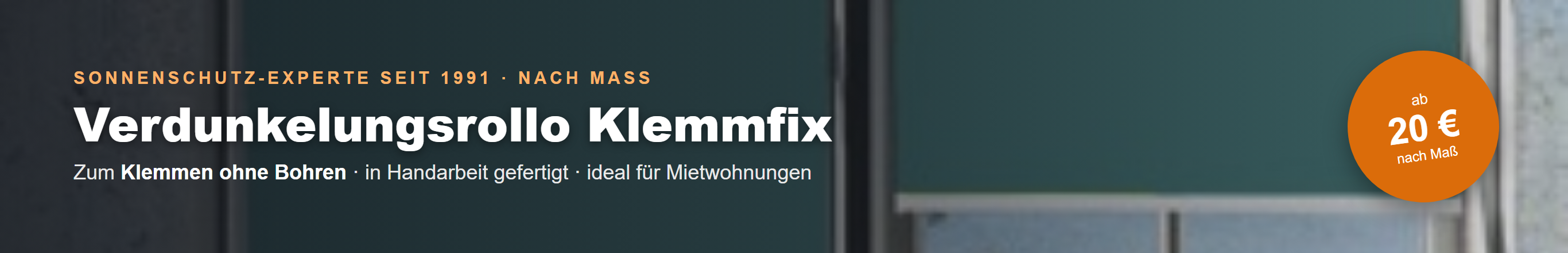 Verdunkelungsrollo Klemmfix nach Maß – zum Klemmen ohne Bohren