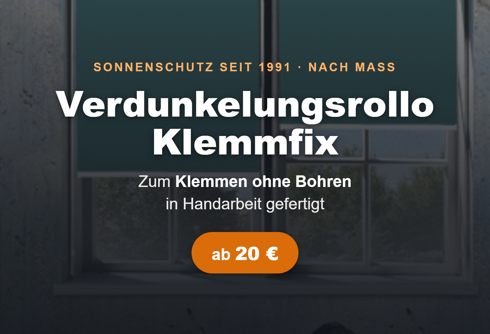 Verdunkelungsrollo Klemmfix nach Maß – zum Klemmen ohne Bohren