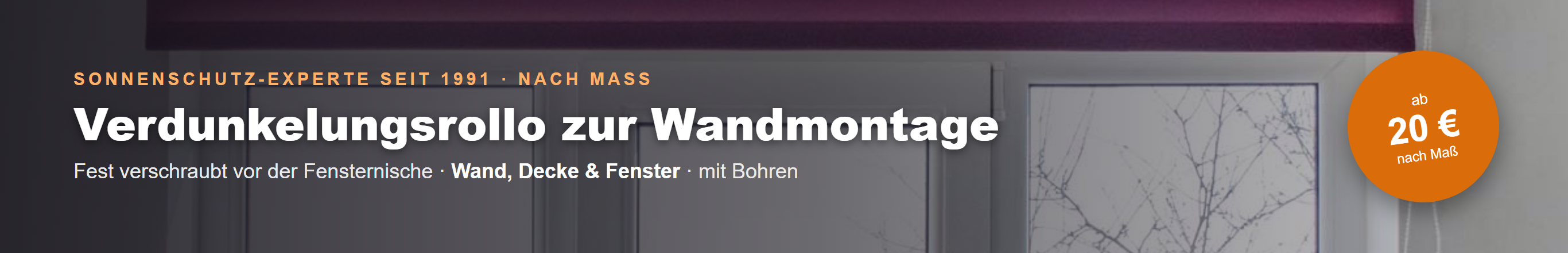 Verdunkelungsrollo Wandmontage mit Bohren nach Maß