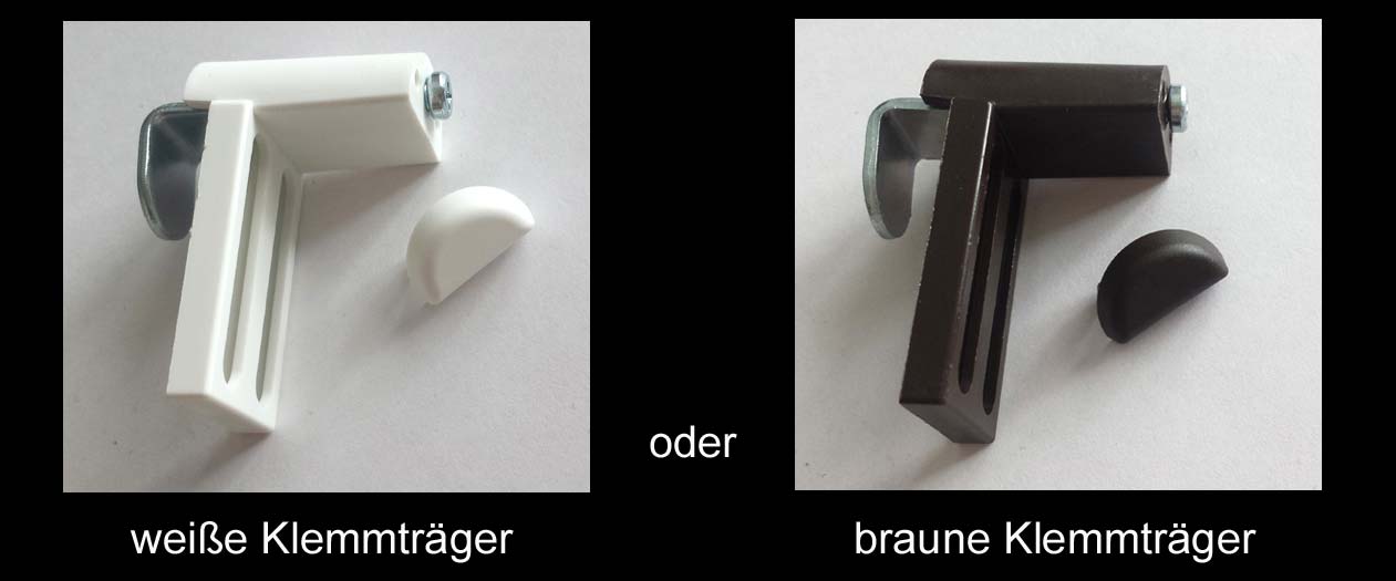 Doppelrollo zum Klemmen mit brauen oder weißen Klemmfix Klemmträgern.