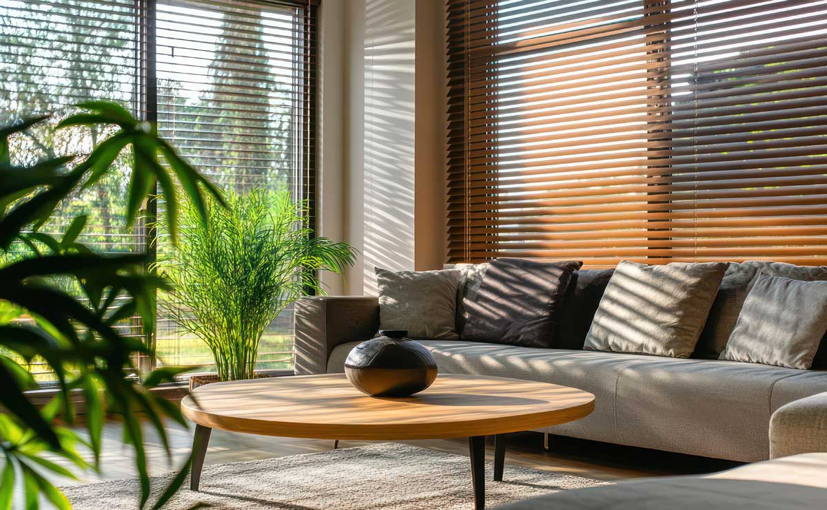 Jalousien im Wohnzimmer und der Stube.
